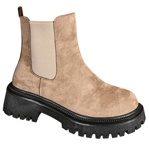 Harssidanzar Womens Chelsea Boots Comfort Thick Sole Chunky Heel Non-Slip Ankle Boots SL204US