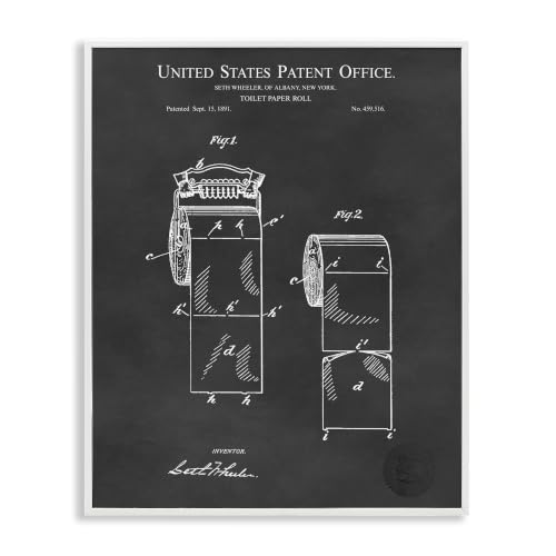 Stupell Industries Black Toilet Paper Bathroom Diagram Outline Blueprint, Design by Karl Hronek