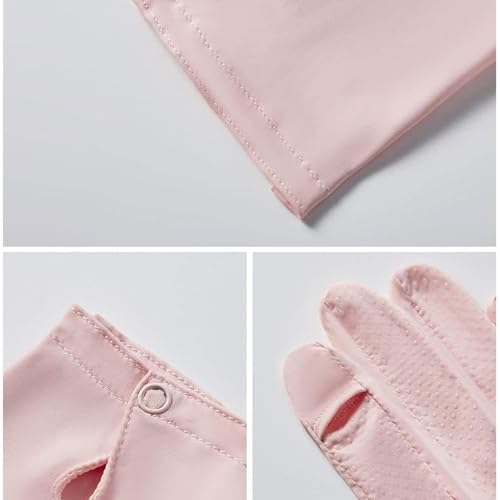 Image of Sun Protection Gloves for Women, Non-Slip Touch Screen Sun Gloves, Breathable Silk Cooling Gloves, Outdoor Full Finger Gloves for Cycling Driving Fishing, Breathable and Lightweight (Pink)