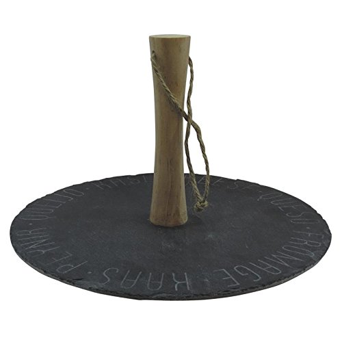 Plateau à Fromage Rond en Ardoise avec poignée en Bois