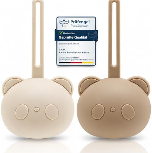 CAJA Schnullerbox 2er Set Schnulleraufbewahrung aus Silikon | BPA-frei | Hygienische Aufbewahrung für Schnuller | Ideal für Kinderwagen & Wickeltasche | Geschenk zur Geburt