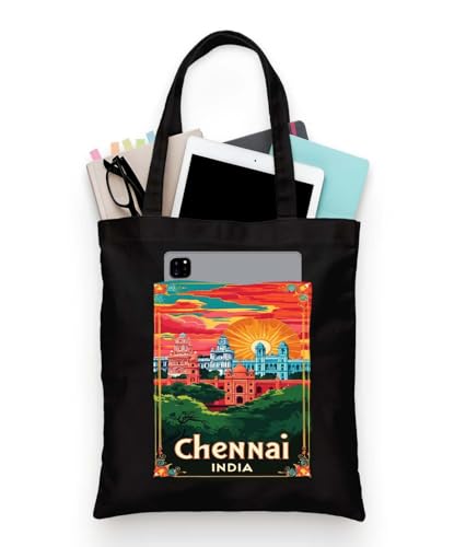Image of ZORI Black Tote Bag With Pocket Printed Designed Canvas Tote Bags For Women large capacity,Tote bag For Shopping, College, Travel, More Canvas Handbag For Unisex Bag
