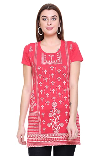 Image of In Love Women's Printed Cotton Plus Size Longline T-Shirt Half Sleeve with Pockets Pack of 2