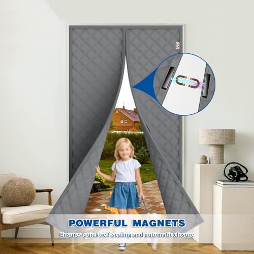 Rideau de porte isolation thermique magnétique coupe-vent marron - 3