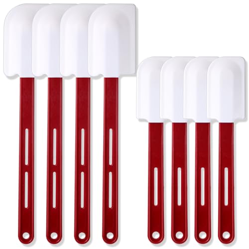 Norme 8 Pcs High Temp Silicone Spatulas Heat Resistant Rubber Spatula Commercial Silicone Scraper with Handle for Kitchen Cook Baking Mixing Utensil, Dishwasher Safe (10 Inch,14 Inch)