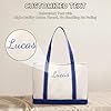 Personalised Tote Bag for Women Shopping Bag Large Cotton Canvas Stylish Beach Tote with Zipper Inner Pocket, Durable Everyday Bag for Work, School, Travel, Leisure, Shopping (UK – Blue Tote Bag) #3