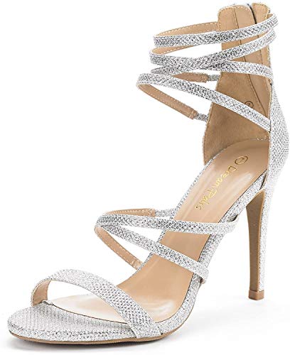 DREAM PAIRS Women's Show Silver Glitter High Heel Dress Pump Sandals - 6.5 M US