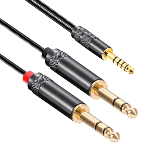 gotor 4.4mm 6.35mm Audio Cable 4.4mm Male to 2 6.35mm Male Balanced Cable 6N OFC Gold Plated Dual 6.35mm 1/4 Inch TRS Plug Jack Stereo Adapter