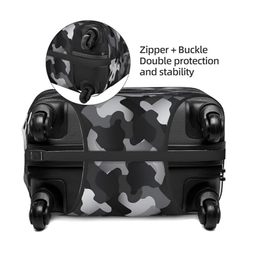 Travel Luggage Cover Anti-Scratch Suitcase Cover Protector Elastic Thicken Luggage Protector Washable Baggage Covers Black White Gray Camouflage Suitcase Sleeve Fit 18-32 Inch Luggage Medium4