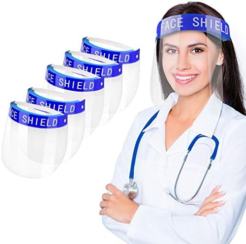 5PCS Face Shield Protection Cap Visor, Lightweight Adjustable Breathable Transparent Face Shield for Men Women (5PACK)