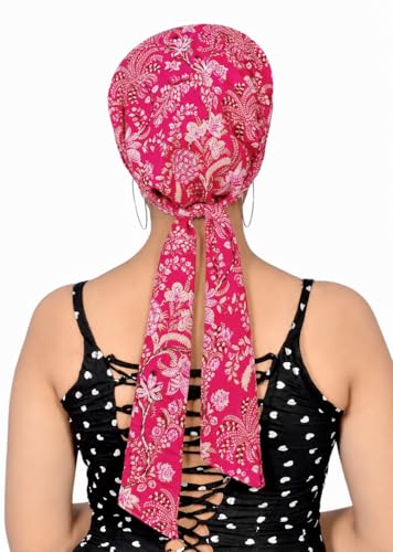 Image of Pure Cotton Double Layer Head Scarves Hair Wrap Cap, Adjustable Free Size Head Cover for Women, Girls, Under Helmet Cover
