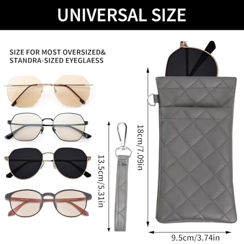 Image of Double Eyeglass Case Soft Dual Glasses Case for Women Men Travel Squeeze Top Sunglasses Cases Eyeglasses Pouch