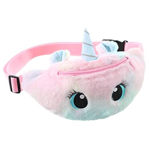 dressfan Unicorn Bum Bag Kids Belt Bag Cute Fanny Pack Hip Waist Bag Lightweight Sling Bag Chest Bag Plush Girls Women (E-Pink) Cover