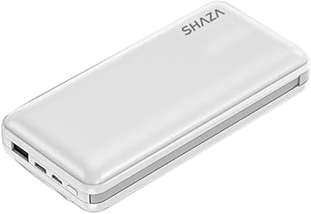 SHAZA 20,000 Mah Self Wired Portable Charger White