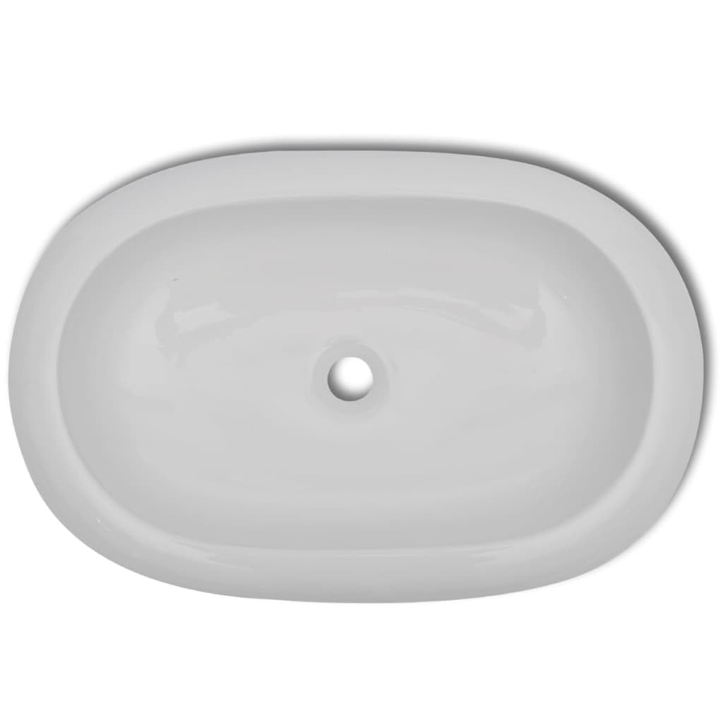 vidaXL Lavabo Baño Forma Ovalada Moderno y Lujoso de Cerámica Blanco Lavamanos
