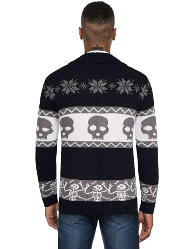 COOFANDY Men's Christmas Cardigans Ugly Xmas Sweaters Reindeer Snowflake Shawl Collar Knitted Cardigan Sweater4