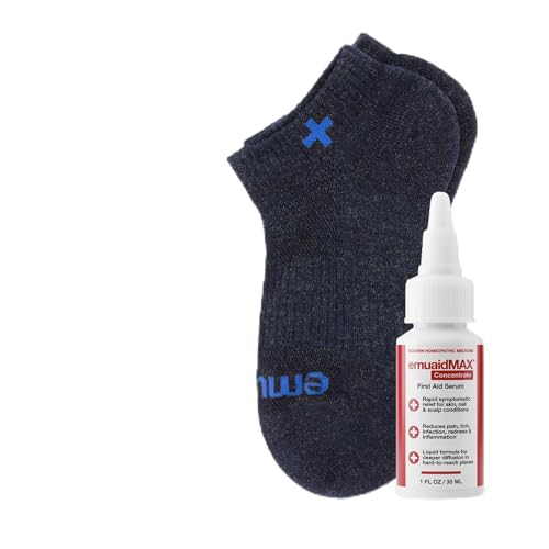 EMUAIDMAX Concentrate Serum Nail Fungus Kit - EMUAIDMAX Concentrate First Aid Serum 1oz with Silver Ionic Socks is Suitable for Nail Fungus