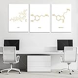 Yimesoy Peace Love Happiness Molecule Art Foil Print Set Von 3 Dopamin-Molekül-Serotonin-Molekül-Liebes-Molekül Poster Wohnkultur Home 12