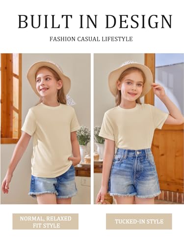 Image of Girls Short Sleeve T Shirts Kids Summer Tops Crewneck Tees 5-14 Years