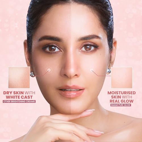 Image of Emami Pure Glow Complete Brightening Cream 50g | with Japanese Sakura Flower & Niacinamide for 2X Brightness & +50% Moisturisation | Mineral-Oil Free, Paraben-Free