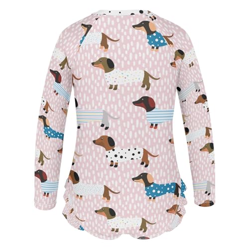 Image of One Piece Rash Guard Bathing Suit for Girls,Long Sleeve Swimsuit Quick Dry,Swimwear with Ruffle for Summer 3-12T