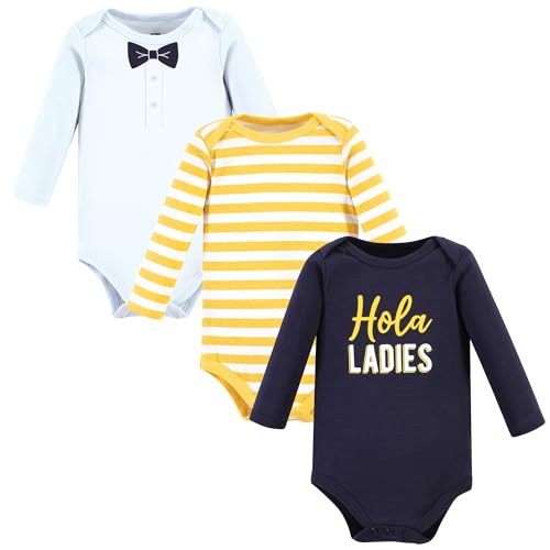 Image of Hudson Baby baby-boys Cotton Long-sleeve Bodysuits 3-pack