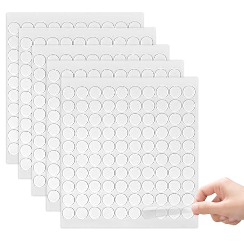 Moosono 500 Stück Doppelseitige Klebepunkte, 20mm Foto Klebepads, Rund Transparente Aufkleber Keine Spuren Selbstklebende Klebepunkte für Poster, Ballon, Papier, Bürobedarf, DIY Basteln(5 Blatt)