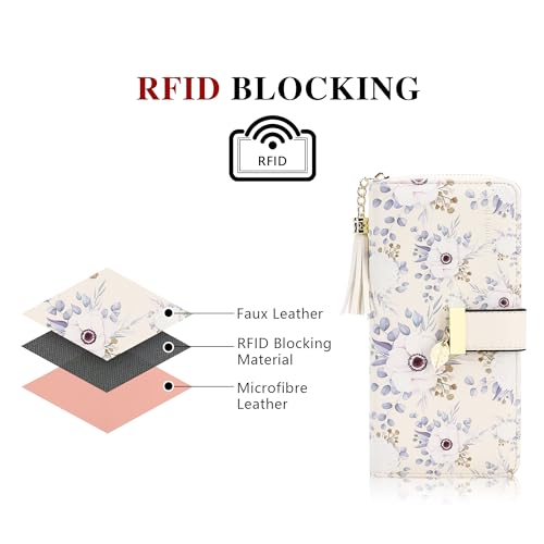 Image of RFID Wallets for Women with Multiple Card Slots and Cellphone Compartment, Womens Wallet, Hydrangea, Classical
