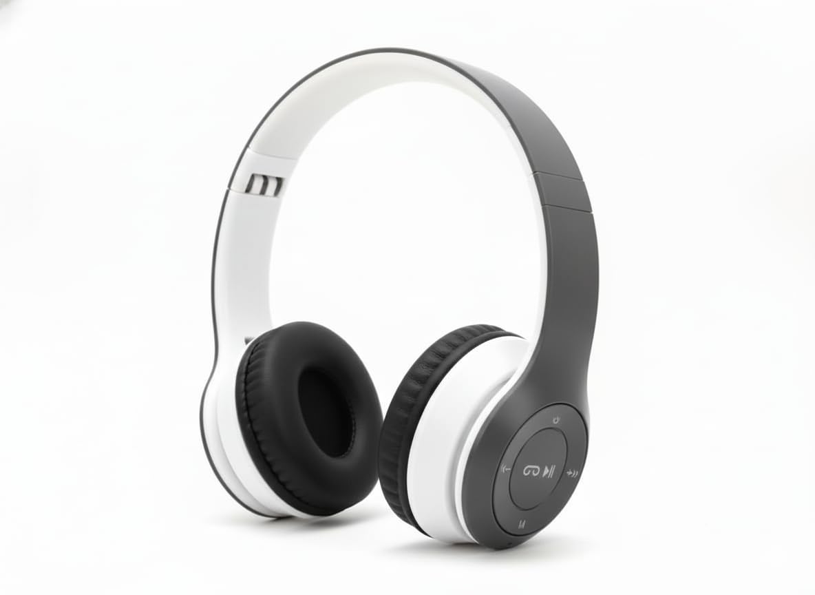 P47 Wireless Bluetooth Headphones with Deep Bass Sound, Foldable Over-Ear Design, Built-in HD Microphone, Noise-Reducing Audio and Comfortable Cushioned Earpads for Music and Calls (White)-picture-20