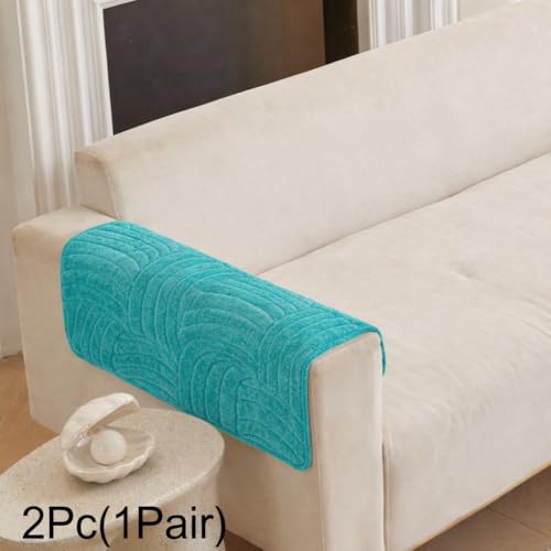 Image of HOMETHREADS Innovative Premium Velvet Sofa Cover Mat with PVC Backing for Non-Slip Comfort (C T.Green, 2Pc Armrest Mat | 50x70cm)