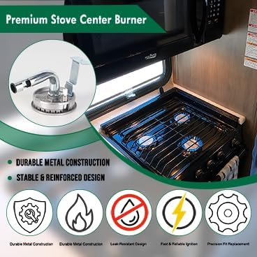 52715 RV Center Burner Kit Spark Light Fit for for Atwood RV35 Series Ranges Cooktop Stove, Compatible with RV-2135BB RV-2135BG RV-2135BS RV-2135SS