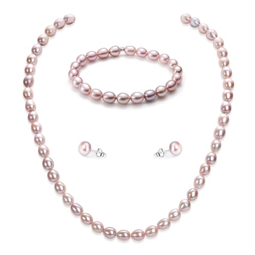 Pulsera de perlas y collar en juego de joyas de agua salada para bodas y eventos de gala