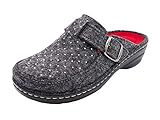 hirsch damenmode shop  Jürgen Hirsch Damen Filz Clog mit verstellbarem Ristriemen, Komfortweite G, herausnehmbares Weichschaum-Fußbett, mit Fersenkissen, in 2 Farben (anthrazit, Numeric_38)