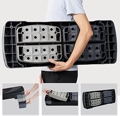 Yaheetech Aerobic Step Platform Height Adjustable Exercise Step 3 Levels Steps Raise Steppers Board 10cm,15cm,20cm for Home/Gym Exercise Equipment,Gray