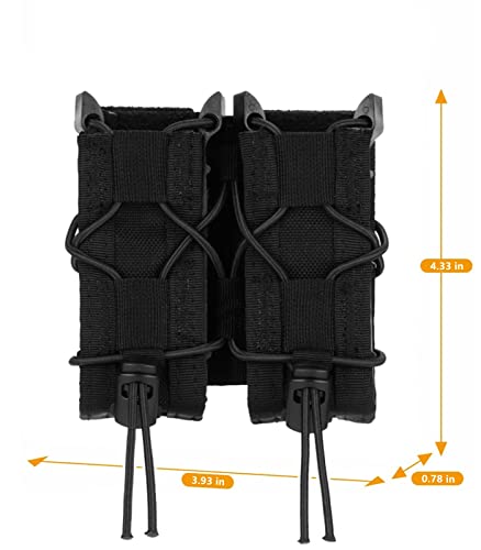 Caripeloy Pistol Double Magazine Holster , Universal 9Mm Mag Pouch,Velcro Wrap Belt Holder For 9Mm/Glock/Single/Dual Stack Gun Magazines Pouches, Black #TOP1