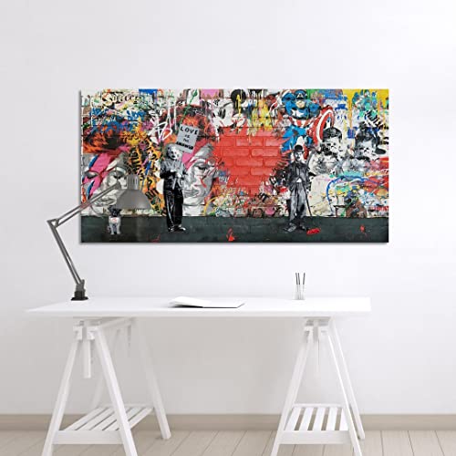 Banksy Canvas Wall Art Abstract Graffiti Street Art Canvas Wall Art Pictures Prints For Living Room Office Home Decoration 24"X48" #TOP5