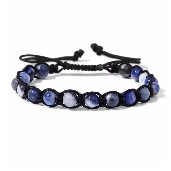 Bracelet en Quartz Naturel 6MM Finis les Bracelets Trop Grands Grâce au Cordon Réglable