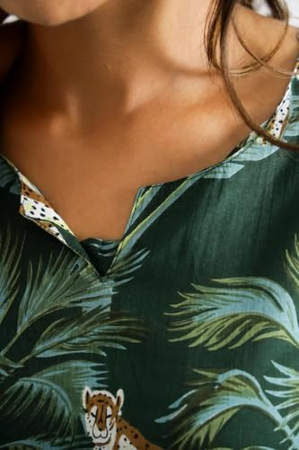 Image of LookMark Women's Viscose Rayon Printed Stitched Kurta with Pant | Green Color Kurta Set | Kurta with Pant Set for Woman | Printed Kurta Set