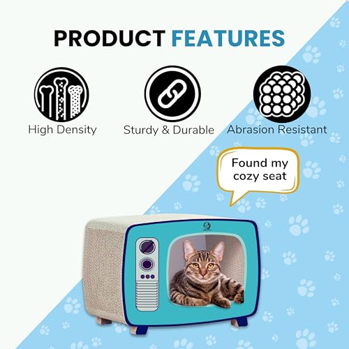 Image of Foodie Puppies Cardboard Scratching Pads with Catnip for Cats and Kittens - (Television Scratcher, 43 x 29 x 23 cm) | Durable Cat Play for Cats Corrugated Scratcher for Furniture Protection