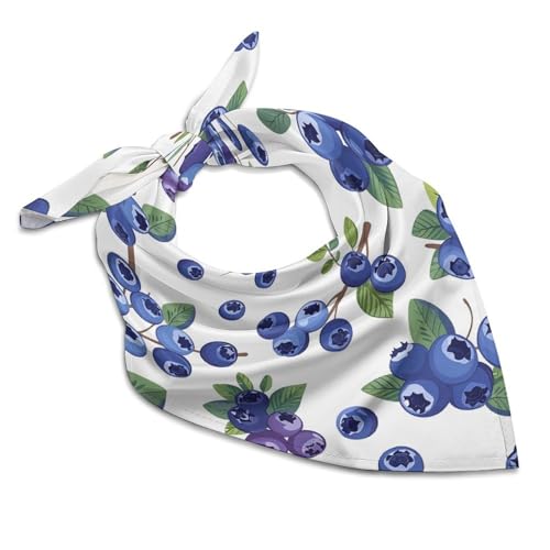 Blueberries with Leaves Women's Silk-Like Fashion Head Scarf Versatile Satin Square Bandana Kerchief3