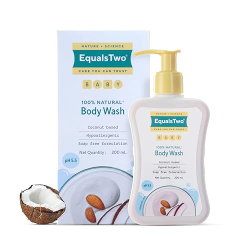 Image of EQUALSTWO by Zydus Baby Body Wash 200ml, Tear-free & Soap-free, Head to Toe Baby Wash for Bath, Hypoallergenic & Dermatologically Tested, pH 5.5, Gentle Hydration for All Skin Types, (Pack 1)