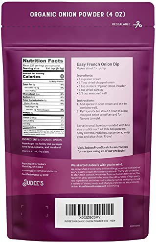 Judee's Organic Onion Powder 4 Oz - Non-Gmo - Gluten-Free And Keto-Friendly - Great For Spices And Seasonings - Enhance Flavor In Curry, Soups, And Stews #TOP1