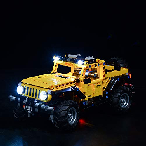 ZHLY LED Licht-Set für Lego Technic Jeep Wrangler Beleuchtung Lichtset Kompatibel Mit Lego 42122 USB und Batterie…