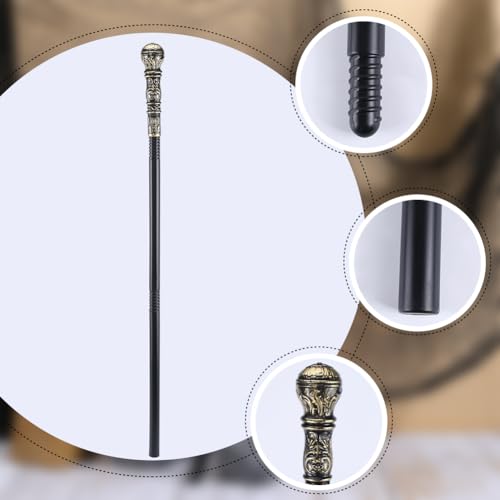 Image of GORGECRAFT Antique Cane Vintage Walking Stick Halloween Party Decorative Cosplay Costume Cane Handle Knob Costume Accessories