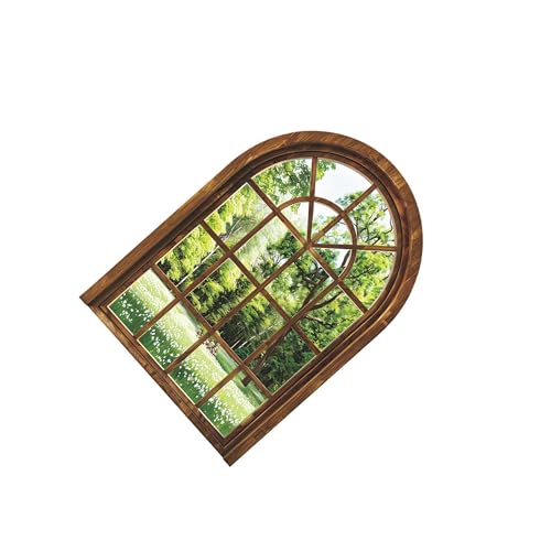 YUSSEQDD Pegatina autoadhesiva para pared de baño, arte de ventana falsa, calcomanía para pared, decoración interiores, plantas verdes, arte impermeable, calcomanía para ventana falsa,