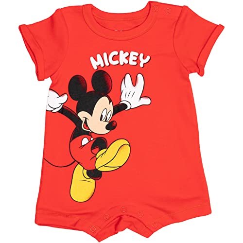 Habiller bébé facilement en été barboteur Mickey rouge 3-6 mois