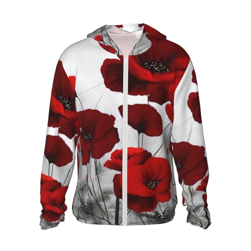Sweat à capuche léger zippé coquelicot rouge pour homme et femme
