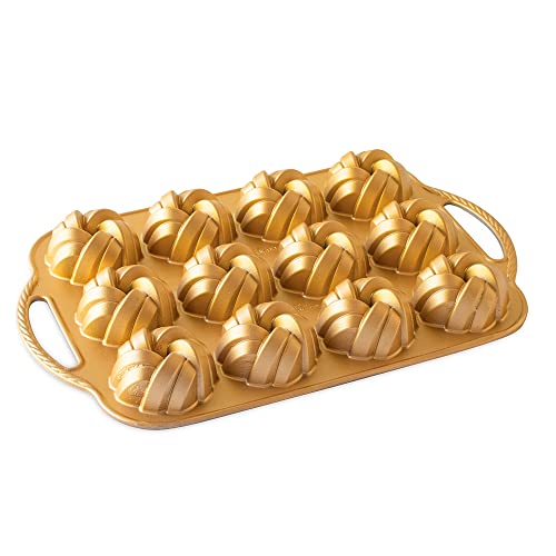 Nordic Ware 95377 Bundtlette Pan 75th Anniversary Braided Bundt Bites, Gold #1