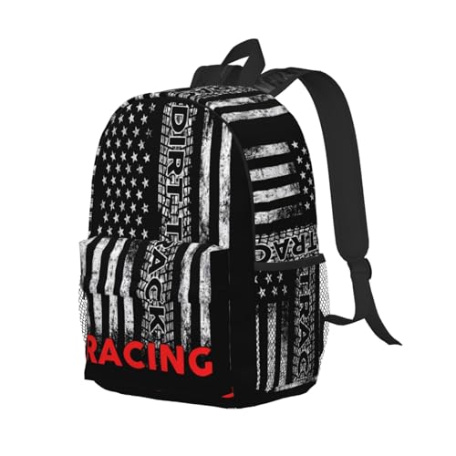 Dirt Track Racing American Flag Backpack 15 Inch Laptop Backpacks Casual Daypack Travel Rucksack Sport Backpack Adjustable Straps Work Bags for Gym Camping Hiking2