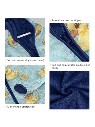 Yellow Duck Swimming Girls Fleece Jacket Girls Fall Jacket Boys Coats Zip Up Hoodie Children Outerwear 2-10T3